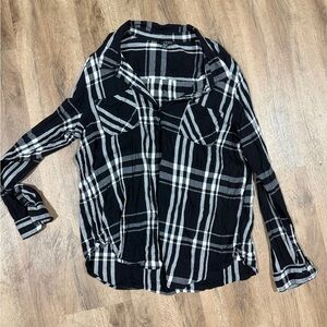 Lucky Brand Black and White Plaid Button-Down Shirt